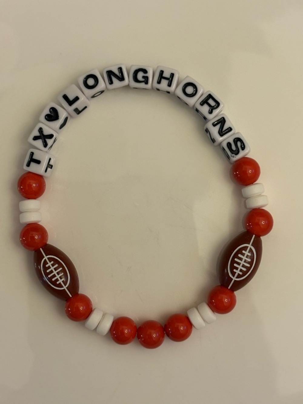 TX Longhorns Beaded Bracelet - Orange & White